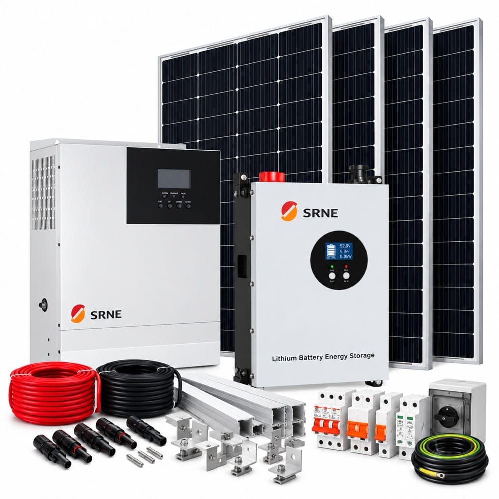 SRNE 5kW Complete Solar System with 5.12kWh Lithium Battery SRNE 5kW Complete Solar System with 5.12kWh Lithium Battery