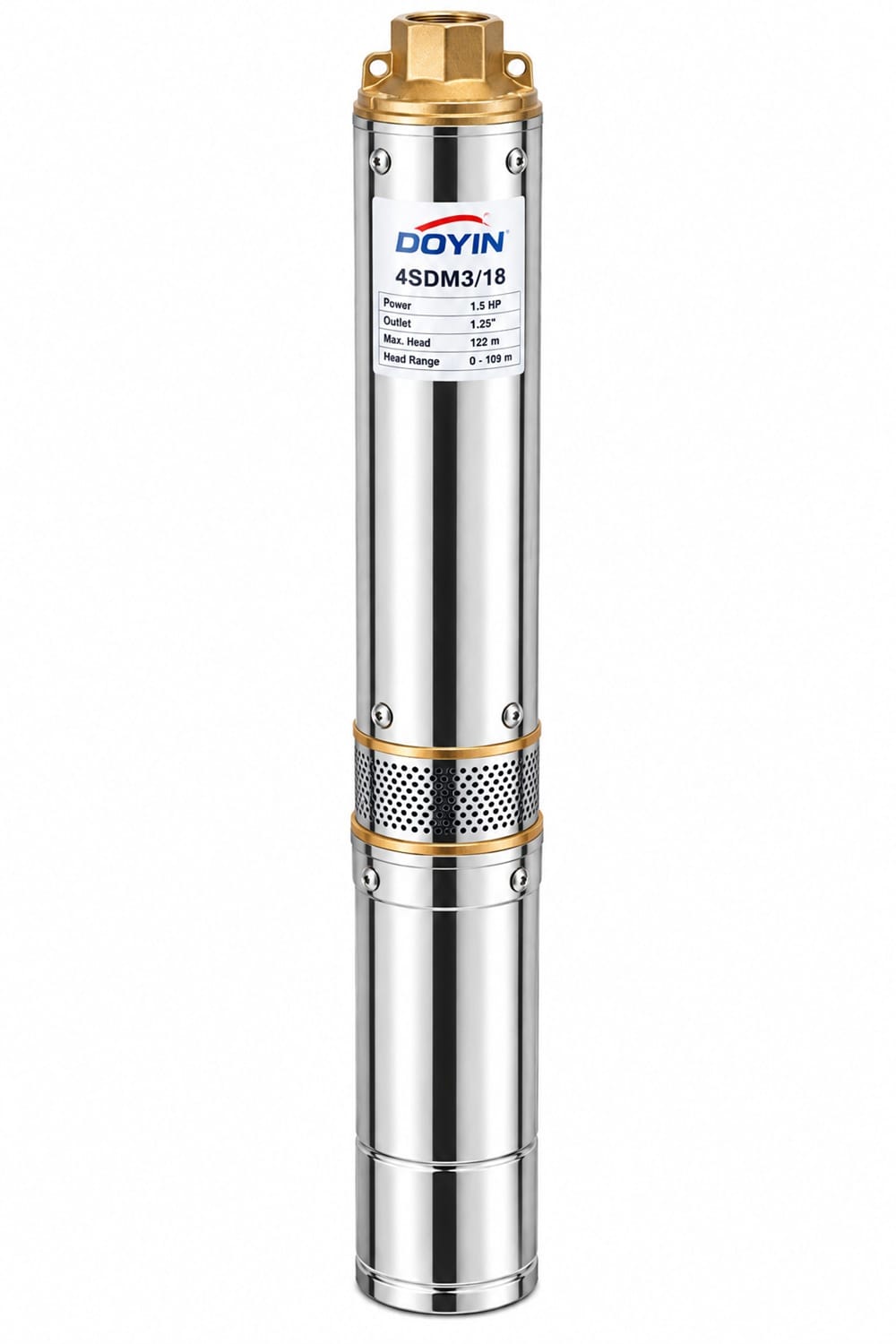 Doyin 4SDM3/18 1.5HP Submersible Borehole Pump – 122M Head Doyin 4SDM3/18 1.5HP Submersible Borehole Pump – 122M Head