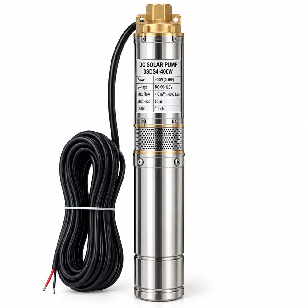 400W DC Solar Submersible Water Pump 0.5HP – 55M Head 400W DC Solar Submersible Water Pump 0.5HP – 55M Head
