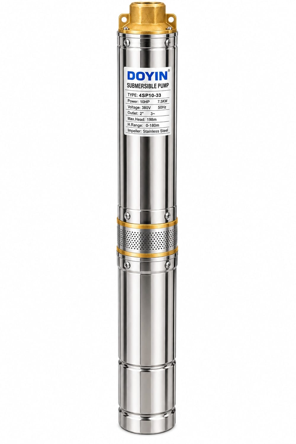 Doyin 10HP Borehole Pump 4SP10-33 – 3 Phase 198M Head Doyin 10HP Borehole Pump 4SP10-33 – 3 Phase 198M Head